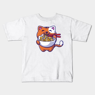 ramen and cute cat Kids T-Shirt